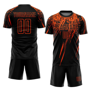 Customized Design Printed Logo Size Black Sublimation 100% Polyester Quick Dry Breathable <b>Soccer</b> Uniform Set Unisex For - Product Image 2