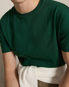 เสื้อยืดคอกลมแขนสั้นผ้าฝ้ายสีเขียวล้วนสำหรับผู้ชาย – เสื้อผ้าลำลองน้ำหนักเบา นุ่ม สวมใส่สบายสำหรับแฟชั่นในชีวิตประจำวัน - Product Image 5