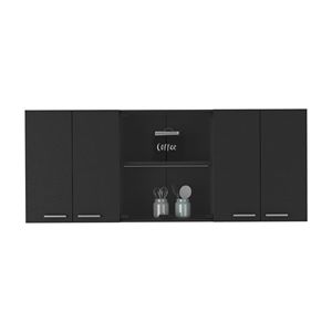 Armadietto da Parete di Qualità Superiore con Finitura Wengue Nero e Quattro Ripiani Interni, Portaoggetti Peoria - Product Image 6