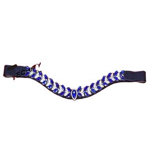 Bridelet de luxe bleu et blanc en cristal pour cheval |   Accessoire de têtière équestre en strass de qualité supérieure - Product Image 1