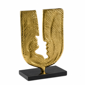 Sculpture moderne en argent en forme de cœur familial, statue artisanale de deux cœurs entrelacés pour la décoration de la maison de luxe, salon et ambiance romantique - Product Image 3
