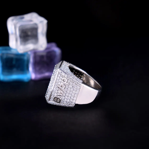 Luxury Moissanite Crown Statement <b>Ring</b> <b>Iced</b> Out Square Face Silver Hip Hop Fashion Band Unisex Party Jewelry Gift Shine - Product Image 3