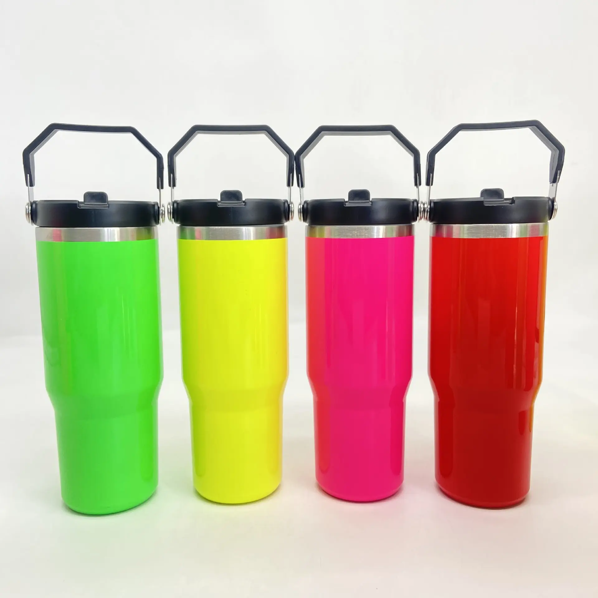 Botol vakum baja tahan karat tumbler Hari Ibu gelas hadiah khusus dengan tutup cangkir Hot pink dengan sedotan