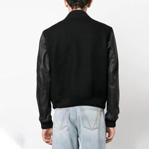 แพทช์ปักตัวอักษร โลโก้แบบกำหนดเอง แขนเสื้อหนัง  ผ้าขนสัตว์สีดำ  เสื้อแจ็คเก็ตเบสบอลแบบวาร์ซิตี้คุณภาพสูงสำหรับฤดูหนาว - Product Image 3