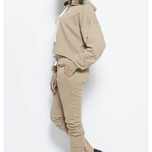 2024 New Manufacturer Black Track Suit Cotton Plus Size Jogger Set Men long sleeve Crop Top Hoodies And Joggers Suits - Product Image 3