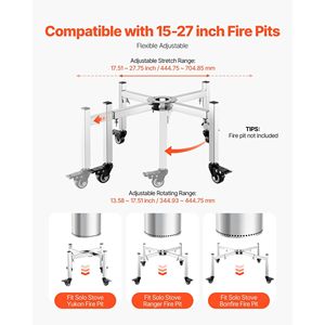 Soporte Ajustable para Fogatas de 15-27 Pulgadas con 4 Ruedas, Compatible con Estufas Solo Stove, Bonfire, Ranger, Yukon y Otros - Product Image 2