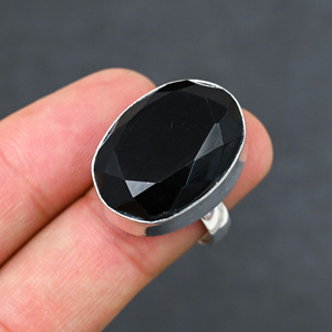 <b>Black</b> Onyx 925 Silver Luxury Gemstone <b>Ring</b> for Party Occasions - Product Image 1