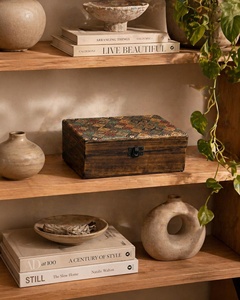 Natural Wooden <b>Storage</b> <b>Box</b> with Custom Enamel Lid Modern Design Organizer <b>Box</b> Factory Direct Price for Wholesale - Product Image 2