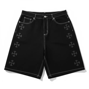 Custom Logo Denim Jorts Men's Trendy Summer Jean Shorts Wholesale Apparel Supplier - Product Image 1