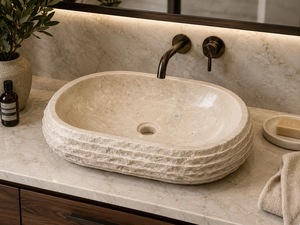 Vasque ovale en marbre naturel, sculptée à la main, moderne, pour salle de bain de luxe, hôtel, meuble-lavabo, salle à manger – Fournisseur en gros - Product Image 2