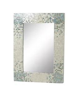 Eco Friendly <b>Rectangular</b> Mother Of Pearl <b>Mirror</b> Mosaic Shell Decorative <b>Wall</b> <b>Mirror</b> With Stunning Gradient Square Tiles - Product Image 5