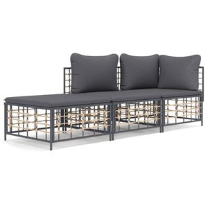 ชุดรับแขกลาน3ชิ้นทำจากหวายแอนทราไซต์พร้อมหมอนอิงชุดสวน - Product Image 2