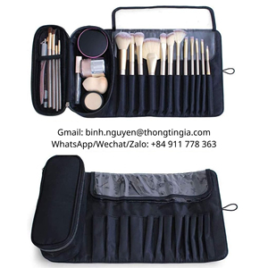 Waterproof Nylon Cosmetic <b>Bag</b> <b>Makeup</b> Brush Holder Roll Up Case Pouch Customizable OEM with <b>Transparent</b> Flap for Travel Daily Use - Product Image 3