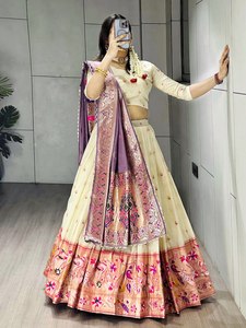 Conjunto Tradicional de Lehenga Choli Paithani para Bodas, para Mujer - Product Image 4