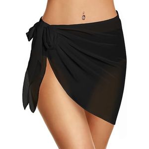 Women's Solid Mini 1-Piece Regular Fit Natural Waistline Swimsuit Coverups <b>Sarong</b> Beach <b>Bikini</b> Chiffon Wrap - Product Image 1
