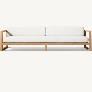 Canapé en teck avec mousse souple, élastique et durable pour deux personnes, style moderne - Product Image 1