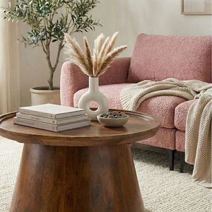 Mesa de Centro Redonda de Madera Maciza de Lujo con Diseño Rústico Moderno para Sala de Estar, Muebles para el Hogar - Product Image 2