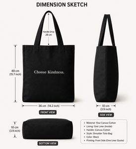 Choose Kindness Eco-Friendly <b>Canvas</b> <b>Tote</b> Bag Large Size Hand Length Handle Supermarket Shopping Daily Use - Product Image 2