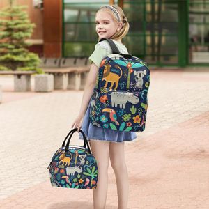 Cute Animal Print Student <b>Backpack</b> Lunch Bag Set Kids School Bag Matching <b>Backpack</b> and Lunch Box for School - Product Image 6