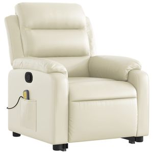 Fauteuil inclinable de massage en similicuir crème - Product Image 3