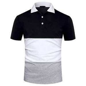 Polo de Manga Corta para Hombre, Diseño Color Block, Corte Regular, Tejido Casual, Color Sólido Negro, Blanco y Gris - Product Image 3
