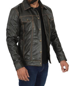 Chaqueta de cuero plateada metálica para hombre Outfitize, estilo brillante, ajustada, de piel de oveja, a la moda, para motociclista - Product Image 5
