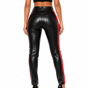 Pantalon en cuir PU taille haute pour filles, pantalon en cuir compressif pour femmes, pantalon en cuir ajusté pour femmes avec poches - Product Image 2