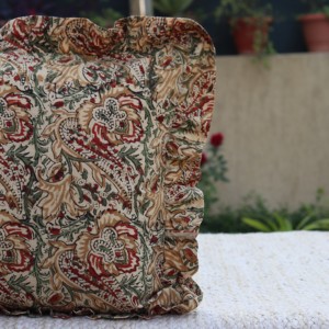 Housses de coussin vintage en coton indien imprimé au bloc, à volants, faites à la main, style bohème, 16x16, 18x18, 20x20 - Product Image 2