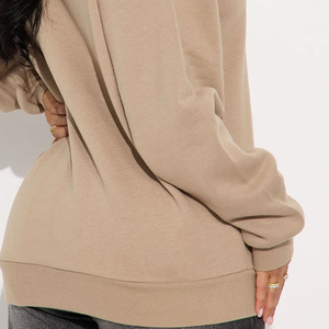 Sweat-shirt en tricot surdimensionné, couleur unie, manches régulières, col montant, unisexe, vêtements décontractés pour l'automne - Product Image 5