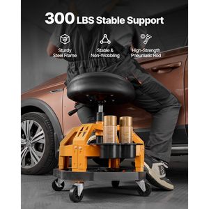 Sgabello da Officina Pneumatico Girevole per Carichi Pesanti, Capacità 136 kg, Altezza Regolabile, Sedile Rotante a 360 Gradi per Garage - Product Image 4
