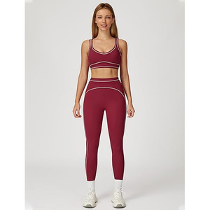 Ensemble de yoga Second Skin pour femme : Soutien-gorge de sport taille ultra haute et leggings longs anti-transparence, effet seconde peau, en nylon et élasthanne - Product Image 3