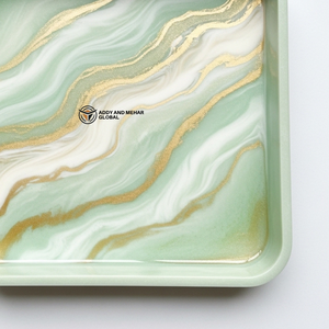 Rectangular Green Marble Resin Serving Tray with Gold Vein Design Decorative Epoxy Tea Coffee <b>Snack</b> Tray for Home & Hotel Use - Product Image 4