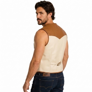 Gilet en cuir pour homme, gilet de moto en cuir véritable de qualité supérieure, veste de motard classique sans manches, doux, durable, confortable, décontracté, tendance - Product Image 6