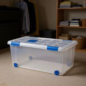 Scatole originali in plastica da 61 litri con coperchio e ruote per l'organizzazione della casa - Product Image 3