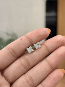 18k Gold 1.74ct Lily Cut Lab Grown Diamond Solitaire <b>Stud</b> <b>Earrings</b> Ornate Four Prong Floral Setting <b>Fine</b> Jewelry Wedding Gift - Product Image 1