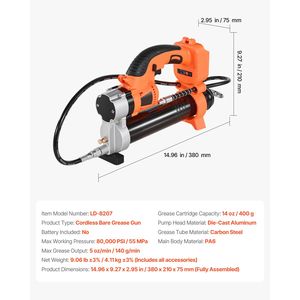 Pistola per ingrassaggio elettrica a batteria da 8000 PSI con luce LED, tubo lungo 35,4 pollici, compatibile Makita 18V, capacità 600cc - Product Image 4