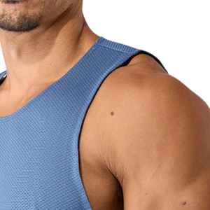 Débardeur en maille bleu ciel pour homme, respirant, sans manches, pour l'entraînement sportif, la gym, l'été, vêtements de sport - Product Image 3