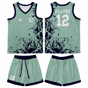 Best Seller Custom Basketball Uniform Set Sublimation Printed 100% Polyester Gradient Abstract Design Jersey Shorts - Product Image 1