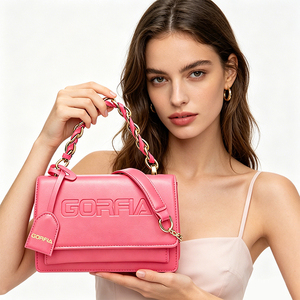 2026 New Style Fashion Pink Women's High Quality PU Leather Small <b>Square</b> Bag with Metal Chain Handbag Design - Product Image 6
