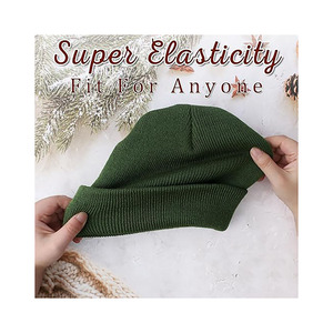 Vintage Ribbed Knit Beanie-Unisex Winter <b>Warm</b> <b>Hat</b> Soft Stretch Spandex/Cotton Minimalist Streetwear Essential - Product Image 3