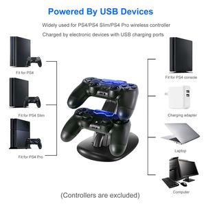 Base de Carga Doble Micro USB para PS4 Pro y PS4 Slim con Indicador Azul, Soporte de Carga para Controles y Joysticks de Juego - Product Image 6