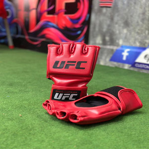 Fazn Industry High Quality Leather MMA Gloves Half Finger <b>Velcro</b> Closure Red Black Unisex Martial Arts Training Gloves - Product Image 3