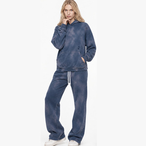 Ensemble de survêtement délavé personnalisé pour femme – Sweat-shirt et pantalon de jogging oversize style streetwear – Tenue décontractée et sportive pour femme - Product Image 1