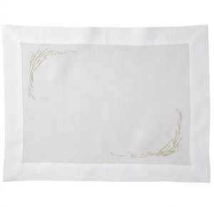 Custom Wholesale Embroidery Beige Fishes Placemat&Napkin Set <b>White</b> Linen for Home Restaurant Events - Product Image 3
