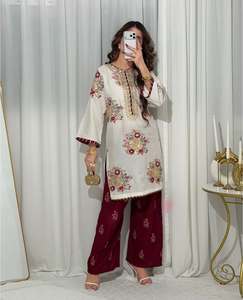 Thread And Sequence Work Georgette <b>Kurti</b> With Embroidery Butta Work Georgette Pant And Pearl Moti Work Dupatta Set - Product Image 3