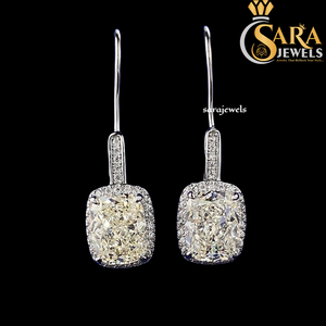 High Demand <b>Cushion</b> Cut Moissanite Drop Earrings 925 Silver Rhodium Plated Classic Women's Wedding Jewelry From India - Product Image 1