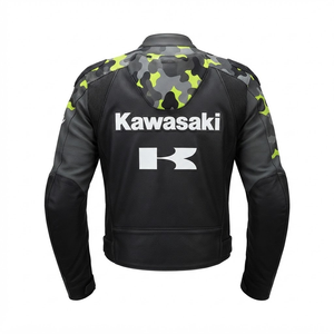เสื้อแจ็คเก็ตขี่มอเตอร์ไซค์หนังวัวแท้สำหรับผู้ชาย ยี่ห้อ Rawasaki พร้อมอุปกรณ์ป้องกันระดับ CE ระดับ 2 และดีไซน์ Hump - Product Image 2