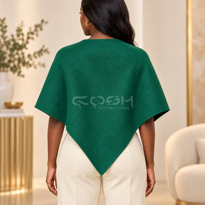 ผ้าคลุมไหล่ขนสัตว์แท้ 100% สีเขียวหรูหรา ของสมาคมพี่น้องหญิงสาว Cosh International พร้อมโลโก้สั่งทำด้านหน้า สำหรับฤดูหนาว อุ่นสบาย สวมคลุมแบบเสื้อคลุม - Product Image 5