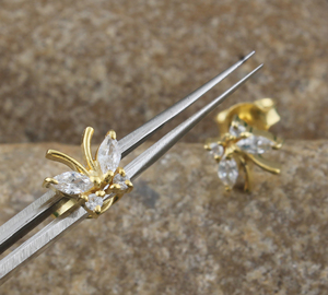 Pendientes de Plata de Ley 925 con Circonita Cúbica, Chapados en Oro de 18K, Joyería Minimalista para Mujer, Venta al por Mayor - Product Image 4