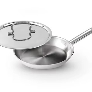 Poêle à frire en acier inoxydable super populaire avec couvercle plat, poignée latérale à boucle en fil métallique, poêle à sauter profonde pour usage sur induction - Product Image 4